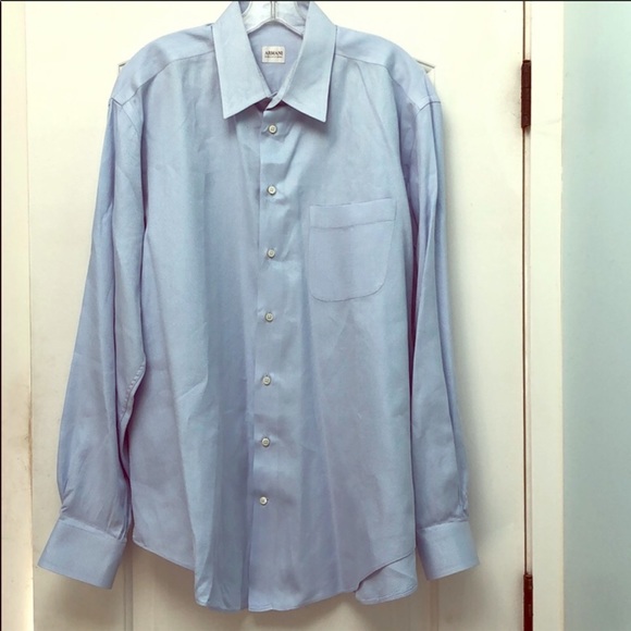 Armani Collezoni blue button down shirt 44 17.5 - Picture 1 of 7
